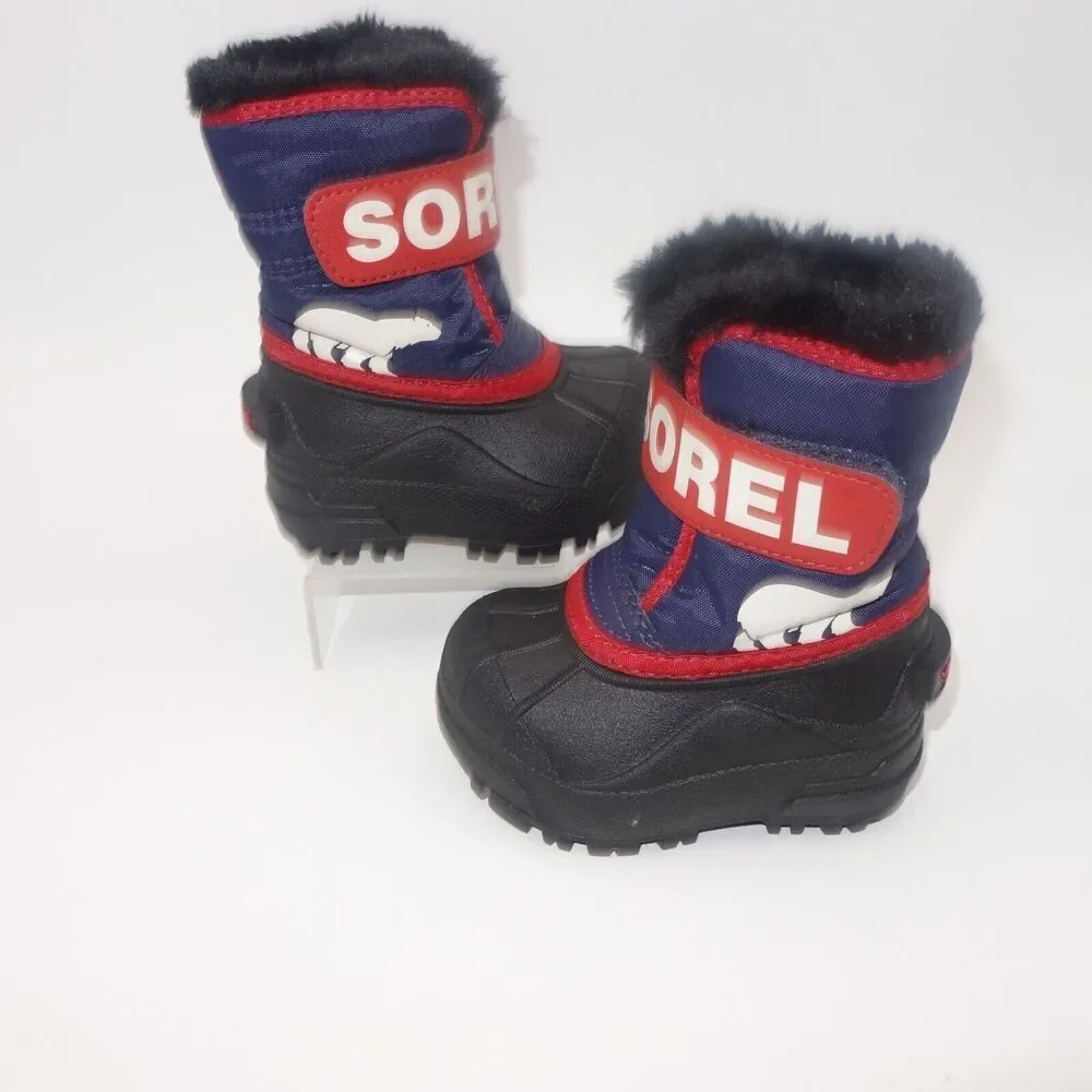 NEW Sorel Snow Commander Winter Boots  Blue Red Kids Toddler Size 4 NO BOX